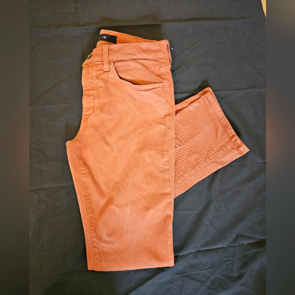 Rust colored denim pants, size 31"x32",straight and narrow